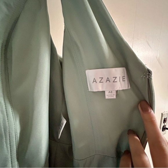 Azazie Nala A-Line Pleated Chiffon Dress in Agave sz 8 - Picture 5 of 6